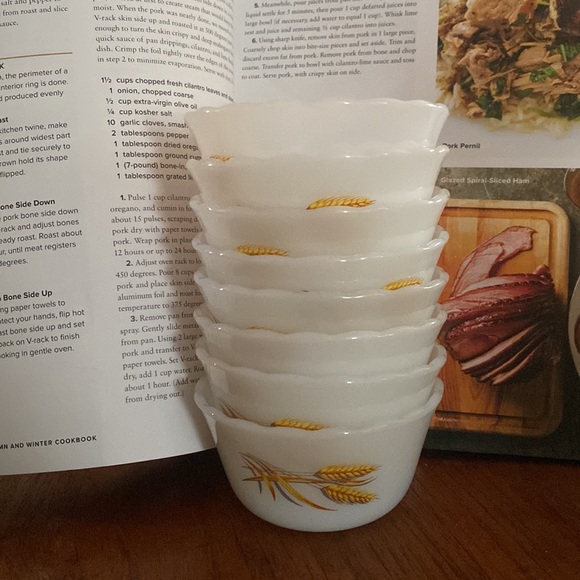 Vintage Fire King Golden Wheat Custard Cups (8) - Picture 2 of 3